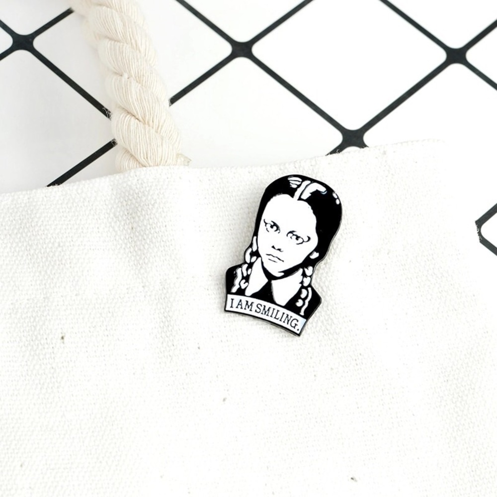 Wednesday Addams Family “I am Smiling” Enamel Pin - Picture 2 of 6